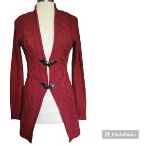 YOKI RED LONG CABLE-KNIT SWEATER - M